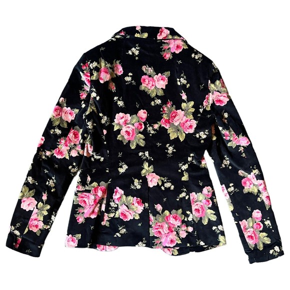 Lulu's Ark & Co Rhapsody in Bloom Floral Black Velvet Blazer Fitted Jacket Small - Picture 6 of 17
